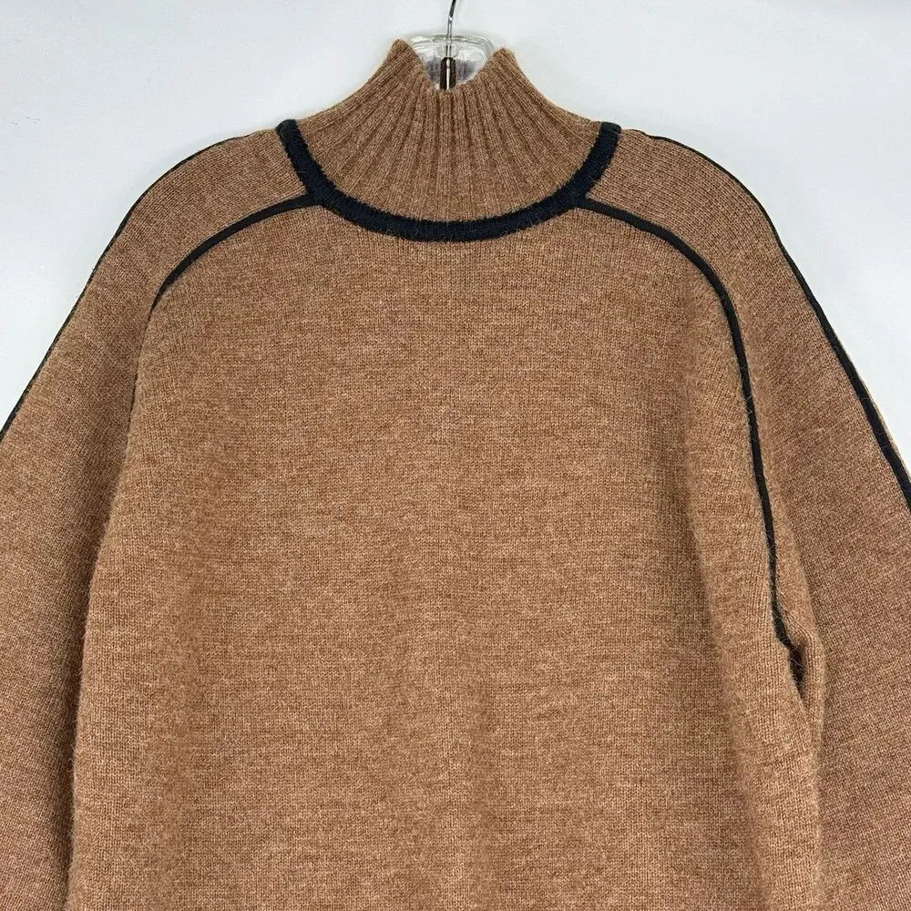 Weekend Womens Turtleneck Sweater Size L Nutmeg/Black